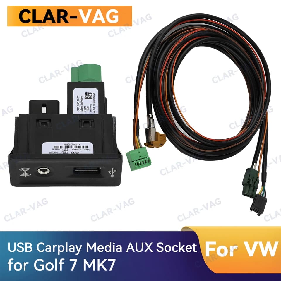 5G0035222E MIB2 USB CarPlay Media Presa AUX Interruttore Installa Spina Pulsante Cablaggio Per VW Golf 7 MK7 5Q0035726E 5Q0035222E