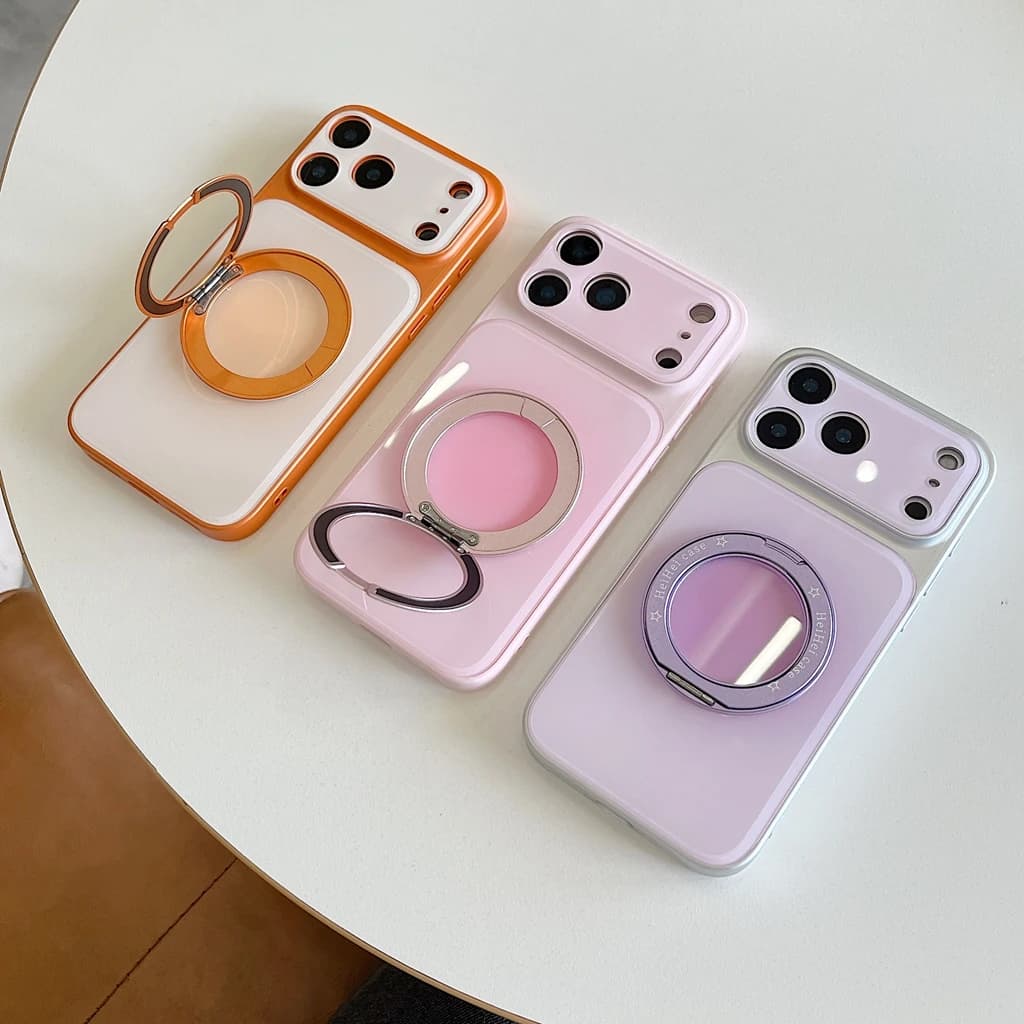 Elettroplaccatura sfumata alla moda con 360 gradi di rotazione ° Custodia Protettiva Antiurto con Anello di Supporto per iPhone 17 16 15 14 Pro Max
