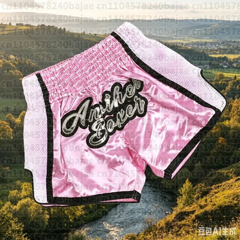 Muay Thai Shorts Men Women Kids Pink Boxing Training Kickboxing Pants Breathable MMA Shorts Combat Martial Arts Fight Clothing