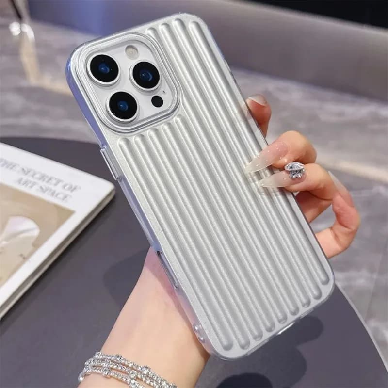 Fashionable Built-in 3D Striped Phone Case For iPhone 16 15 14 13 18 17 Pro Max Plus Air Soft TPU Shockproof Back Cover