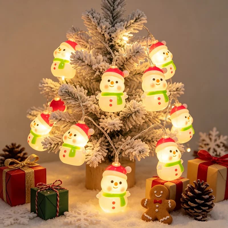 10/20/40 Leds Christmas Snowman String Lights, Cute Fairy Lights Battery Operated, LED Christmas Decorative Lights for Xmas