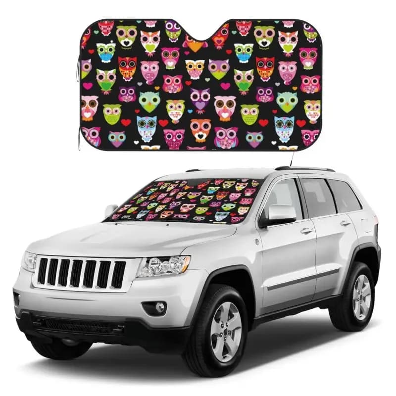 Cartoon Gufo Parabrezza per auto Parasole Pieghevole Parasole Auto Visiera parasole Protezione termica Finestra anteriore Protezione solare per auto Blocchi Raggi UV