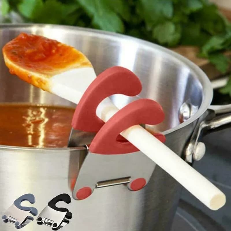 Spoon holder for pot Clip holder for pan Silicone spooling for spoon Spatula Fork Kitchen Tools Poggiatesta Kitchen accessories