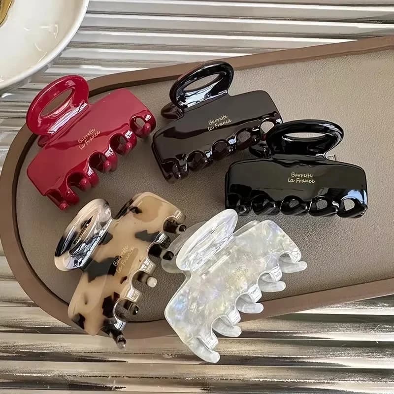 Fermagli per capelli rossi in acetato lunghi 5,5 cm per ragazze e donne, fermagli per capelli alla moda coreana, nuovi accessori per capelli per donne