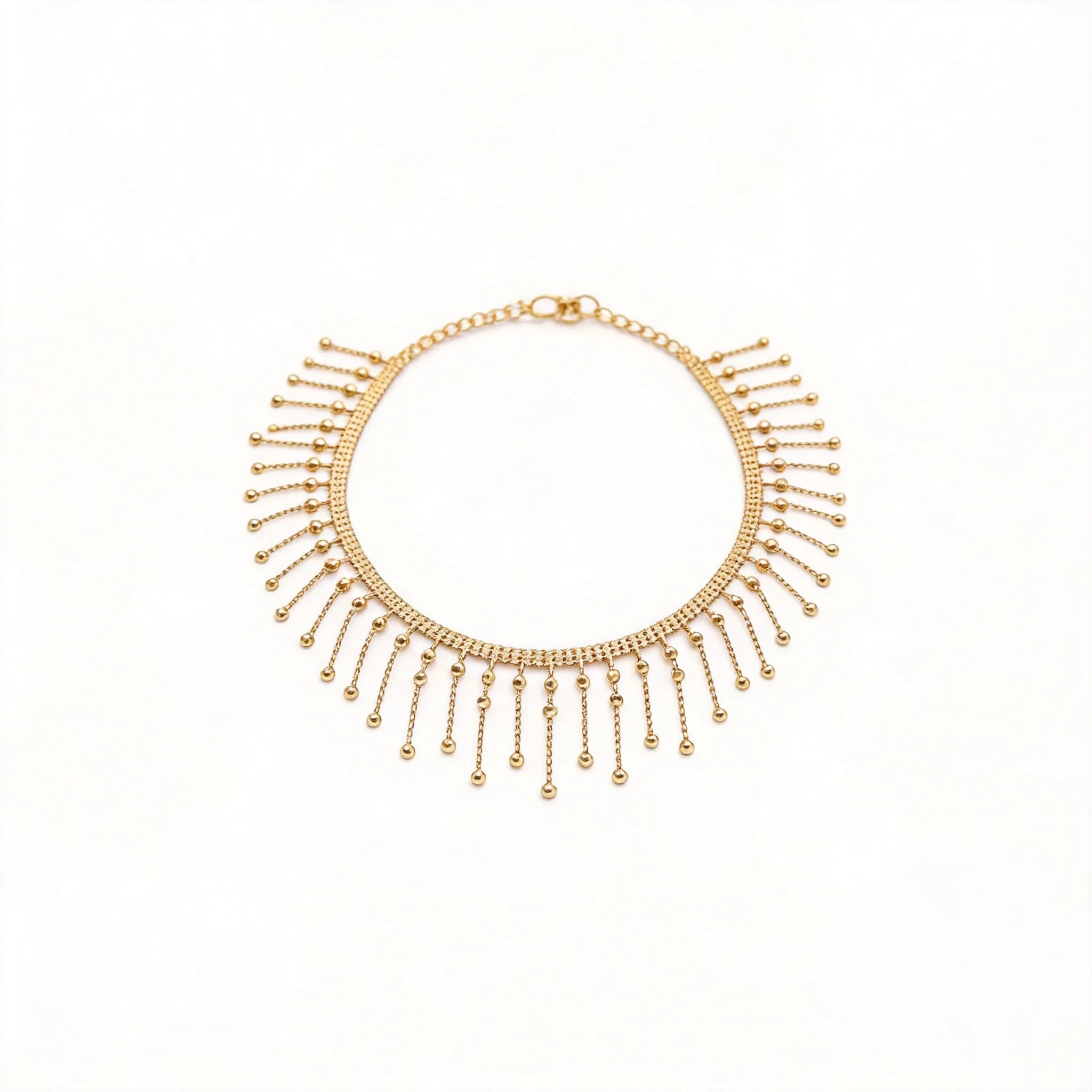 Snqp 18k Gold Plated Chinese Style Lucky Blessing Dream Catcher Lace Tassel Necklace For Women Elegant Dainty Choker Fashion Jew