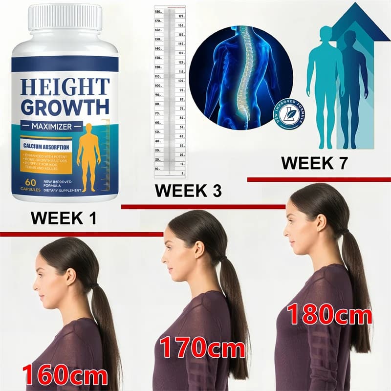 Crescita dell'altezza Calcio Vitamina D Integratore Crescere capsule più alte Aumenta la forza ossea Potenziatore dell'ormone per adulti Bambini