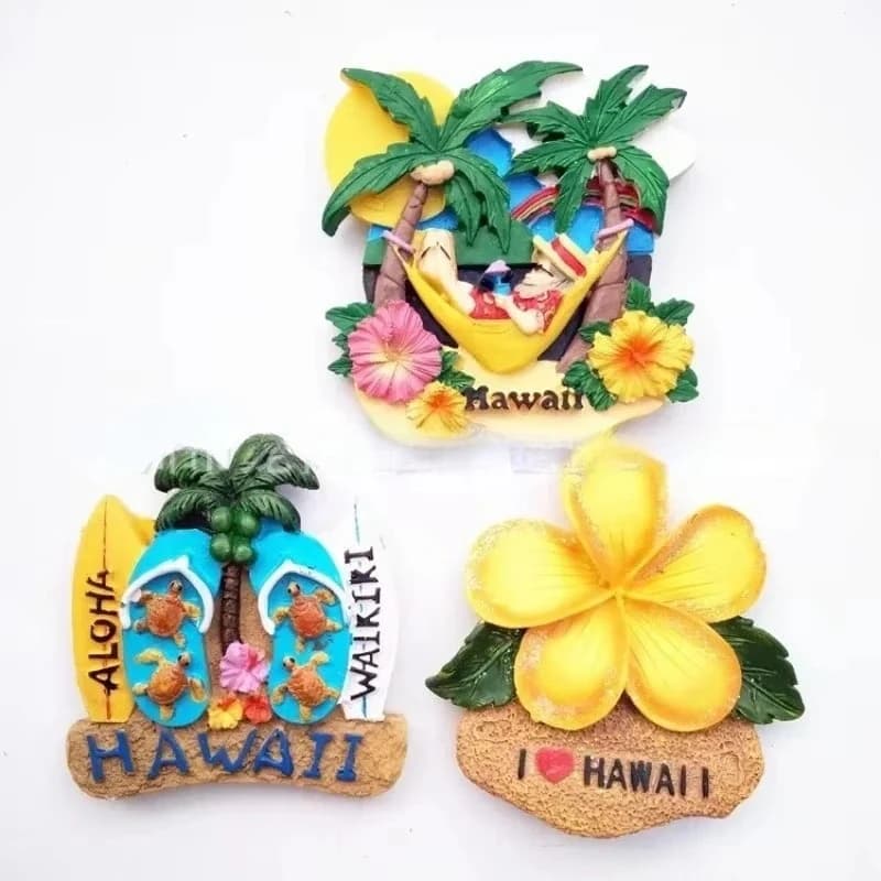 Il souvenir delle attrazioni turistiche in resina 3D presenta gli Stati Uniti Hawaii Adesivi magnetici per frigorifero con piastrelle creative USA