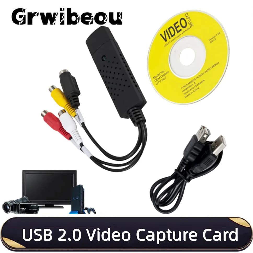 Scheda di acquisizione audio video USB 2.0 Convertitore da VHS a digitale Scheda di acquisizione audio video DVD VCR per PC Dispositivo convertitore Win 7/8/10
