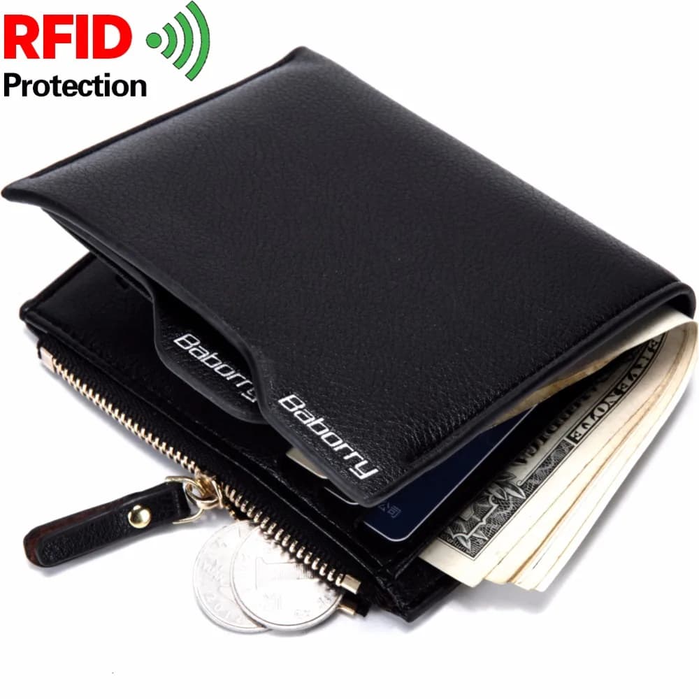 RFID Theft Protect Coin Bag cerniera portafogli da uomo famoso marchio portafoglio da uomo portamonete maschile Portafogli Nuovo design Top Portafoglio da uomo