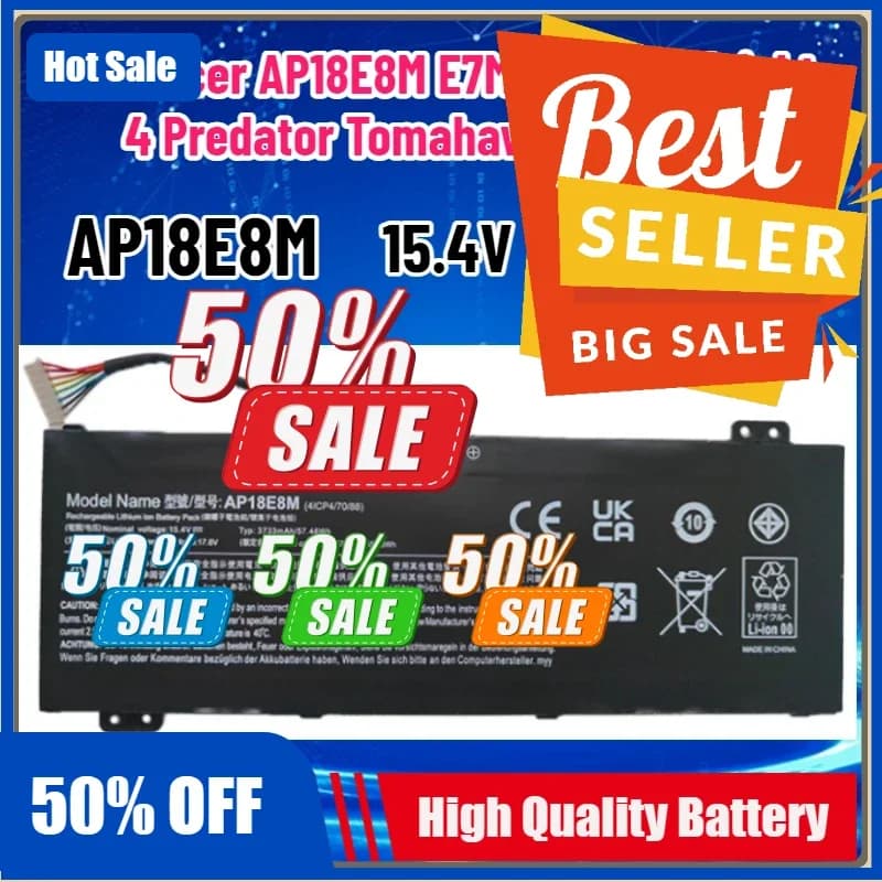 Nuova batteria per laptop AP18E7M per compatibile con Acer AP18E8M E7M Predator Helios 4, Predator Tomahawk 300, batteria per laptop Nitro 5