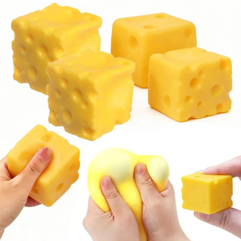 Cubo di Formaggio Squishy a Lenta Risalita, Giocattolo Creativo Antistress per Adulti, Morbido al Tatto, Regalo Sensoriale Originale