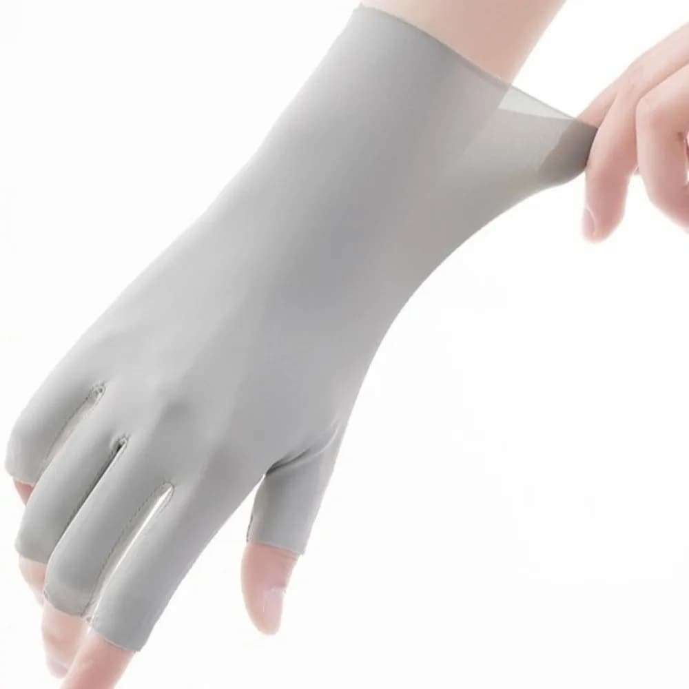 Comfortable Solid Color Sun Protection Gloves Thin Anti-Uv Women Fingerless Gloves Ice Silk Anti-skid Half-Finger Mitten Outdoor