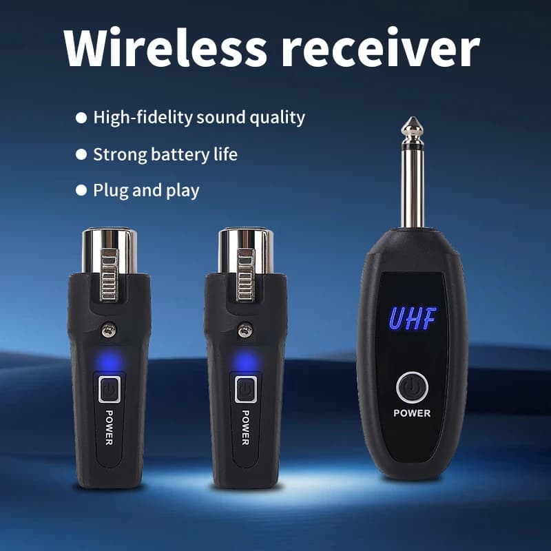 NXG UHF Wireless Microphone Transmitter Receiver System, Plug and Play XLR Wireless Audio Adapter for Mic Mixer Stage Use