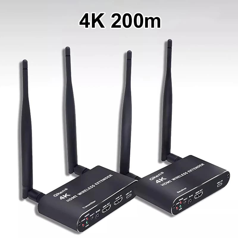 Trasmettitore e ricevitore video extender display wireless HDMI 4K HD da 200 m per PC portatile, fotocamera da riunione per monitor proiettore TV