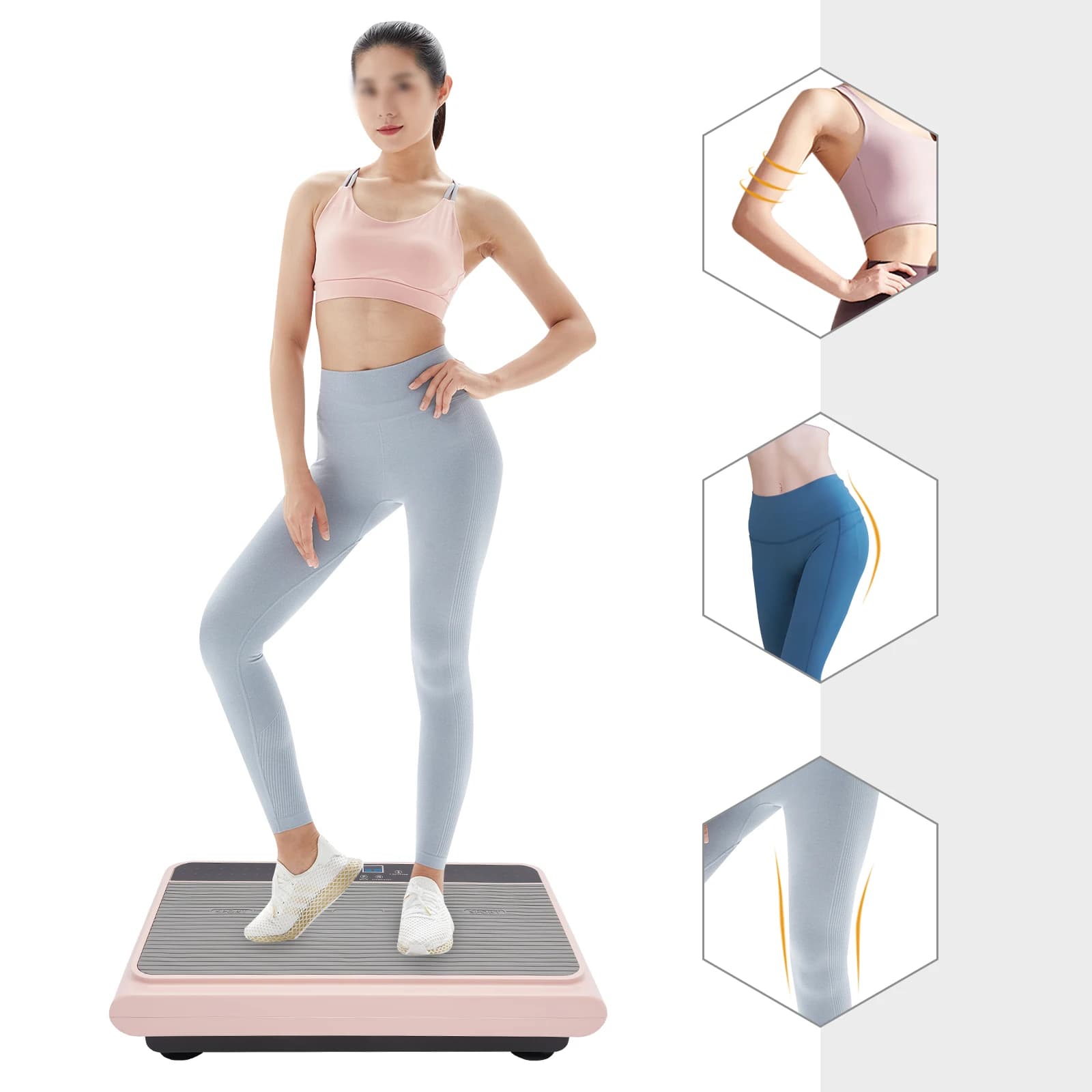 Exercise machine with vibrating plate, vibrating fitness platform for body workout, home workout equipment for weight loss and toning