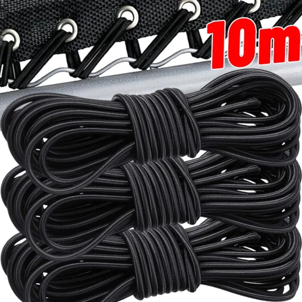 10m Black Strong Elastic Rope Bungee Shock Cord Stretch String for DIY Jewelry Making Outdoor Project Tent Kayak Boat Backage