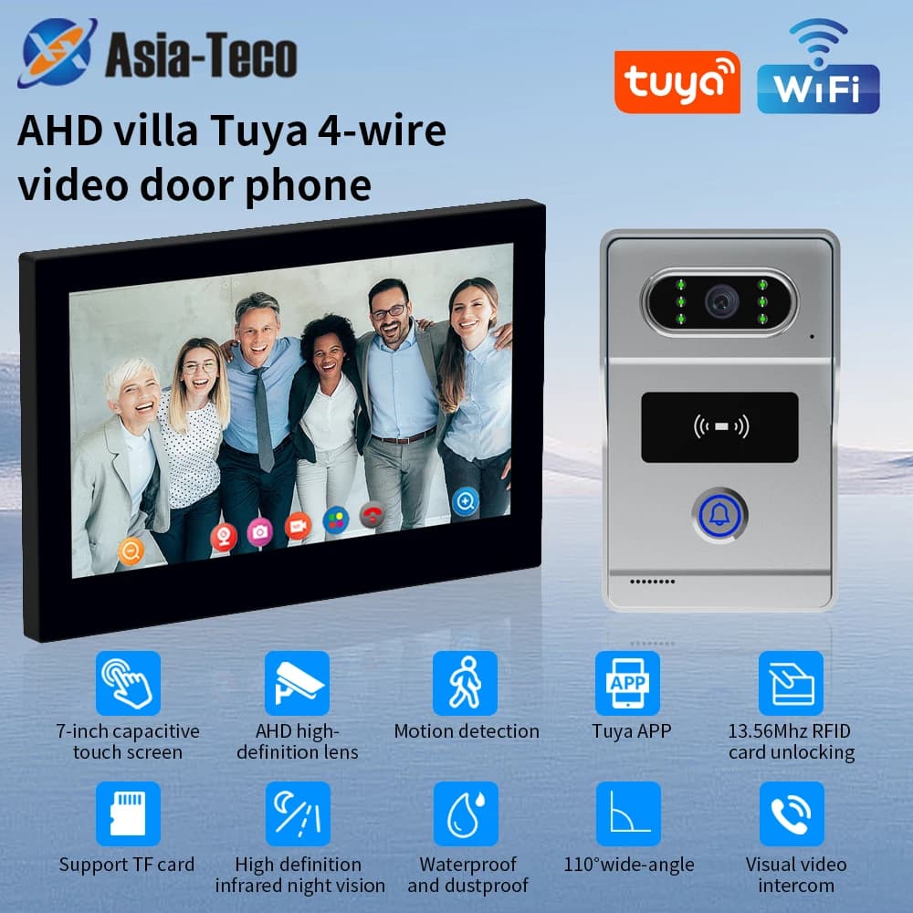 Sistema citofonico visivo per villa Monitoraggio videocitofono Tuya Sistema di controllo accessi citofonico elettronico per edifici video da 7 pollici cablato