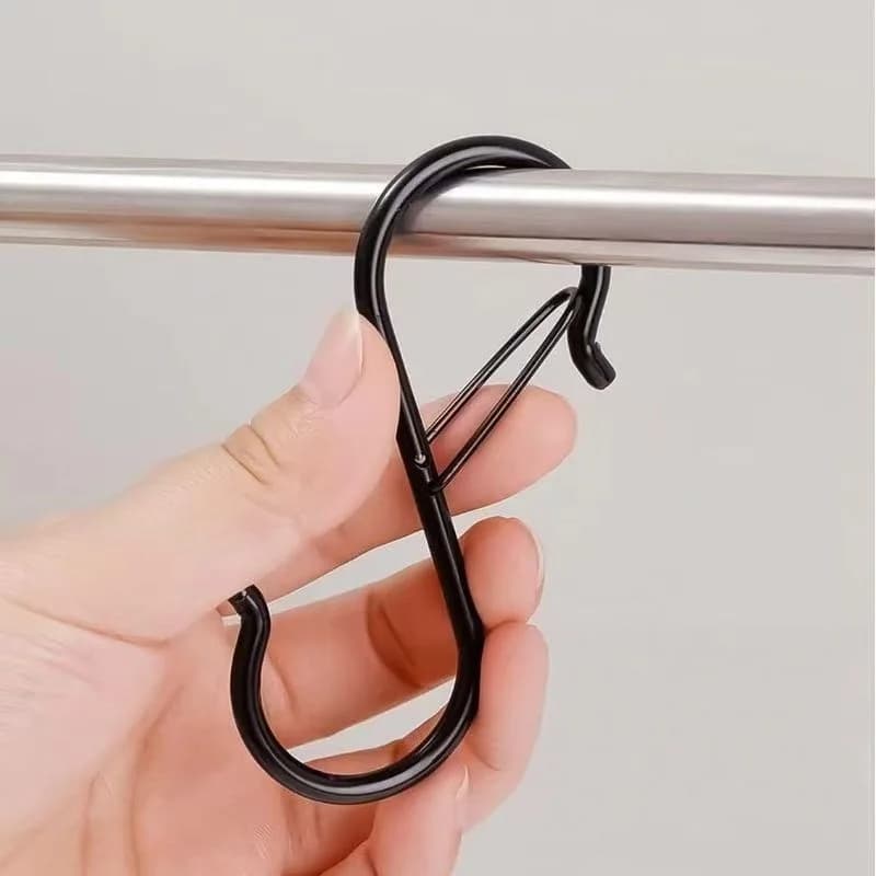 2/8/10 pcs S Hooks with Safety Buckle, Heavy Duty Metal S Shaped Hooks for Hanging Plants, Kitchen Utensil, Clothes, Pot,etc.