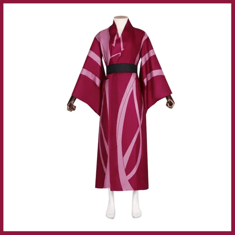 Anime Shinazugawa Sanemi Costume Cosplay Kimono rosso giapponese Accappatoio Abito Parrucca Uomo adulto Donna Abiti natalizi di Halloween; 3'v, 6.h