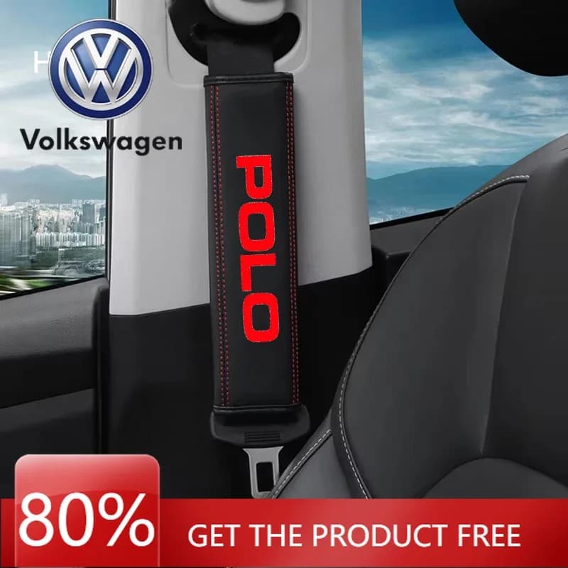 For VW Volkswagen Jetta MK5 Golf 2 Pieces Covers Leather Safety Belt, Protective Wheel Bearings for Volkswagen VW Polo Golf 6 7 5 4 R