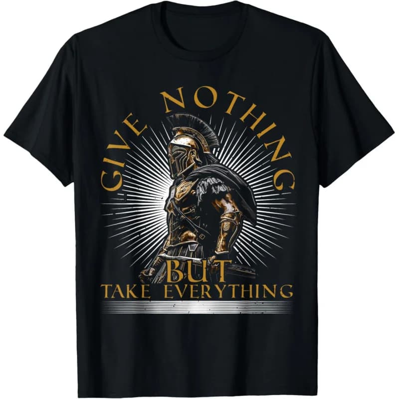 Sparta Saying, Niente guerriero greco, T-shirt da guerriero spartano per uomo, abbigliamento da uomo di grandi dimensioni, top S-6XL