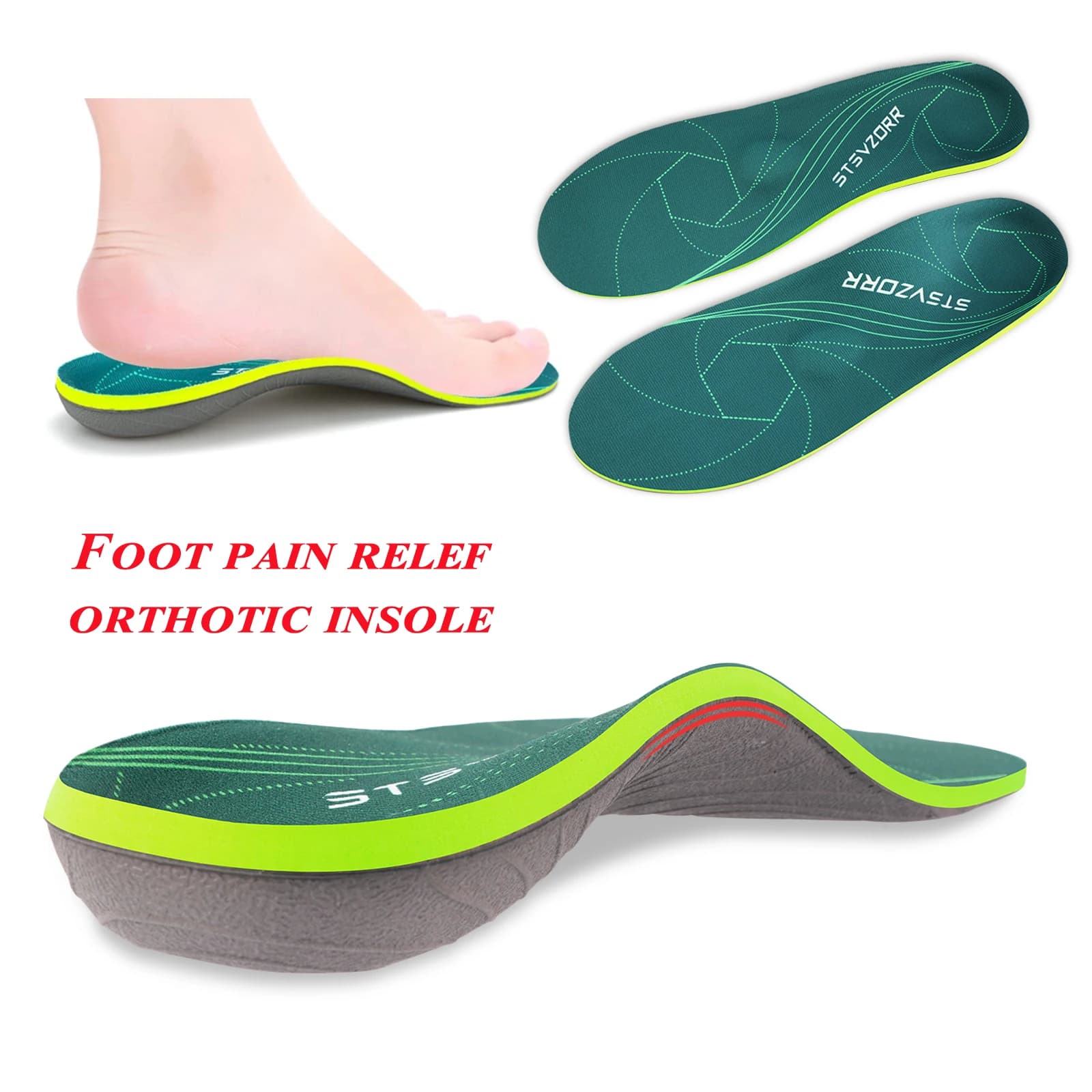 Sottopiede ortopedico per piede piatto grave Fascite plantare Allevia il dolore al tallone Supporto per arco plantare Scarpe Inserto per donna Uomo Sneakers Stivali Suola