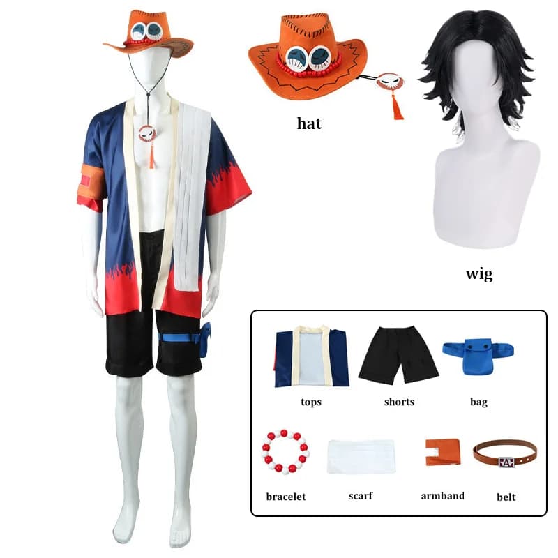 Ace Accessori per costumi cosplay Parrucca per cappello Anime OP Uomo Halloween Carnevale Festa di ruolo Abiti
