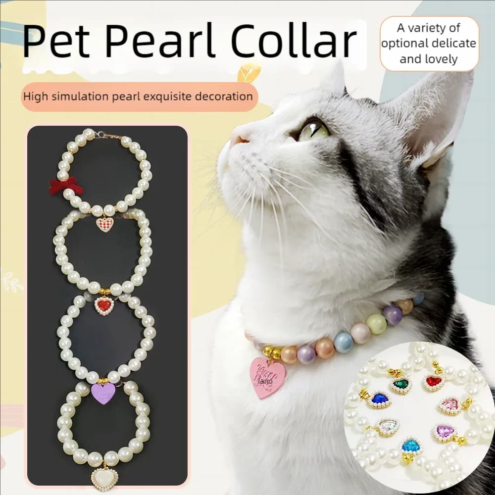 Accessori per collane di perle regolabili per animali domestici per gatti Gotas Animali Moda Strass Sphynx Collare per gatti Gattino Collare per cani chat
