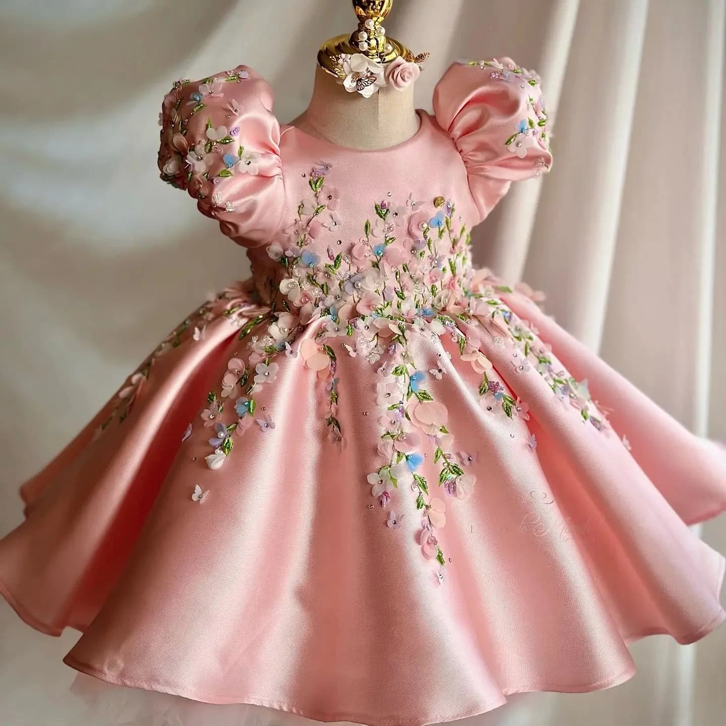 Abito da ragazza di fiore rosa per matrimonio Abito da principessa personalizzato per la prima comunione Abiti da regalo di compleanno per bambini
