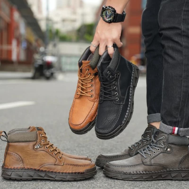 Outdoor Hiking Shoes for Men Autumn Winter Men Ankle Boots Hand Large Size Soft Soled Plush Non-slip High Top Casual Shoes Sport
