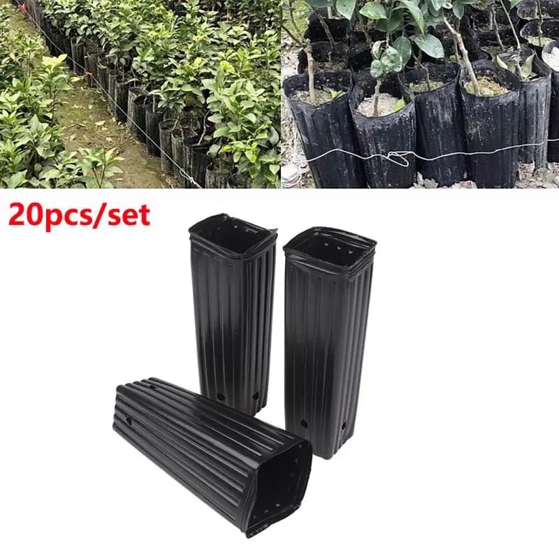20Pcs Plastic Deep Nursery Pots Treepots Ventilation Drainage Black Square Seed Starting Pots Flower Plant Containers Gift