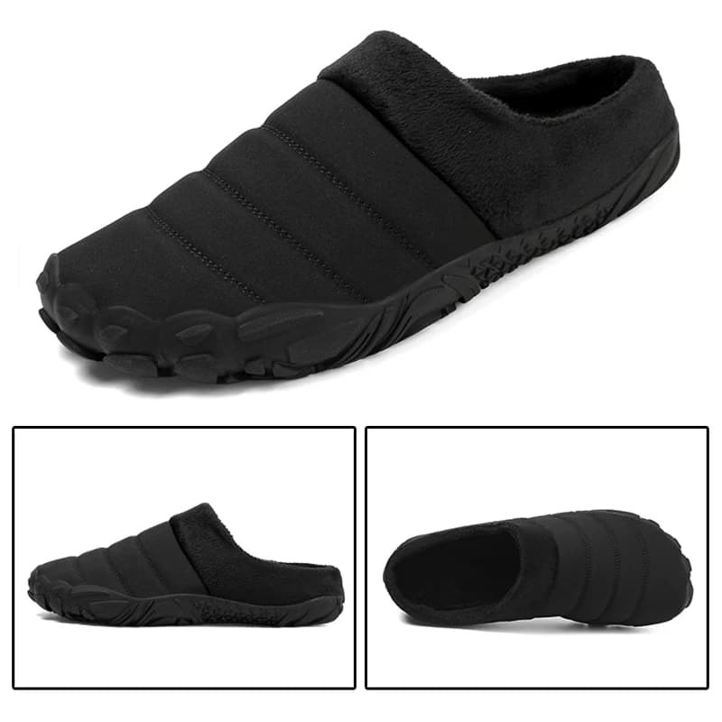 New Men Warm Cotton Slippers Winter Home Plush Shoes Waterproof Couple Thick Sole Warm Fur Slides Outdoor BareFoot Casual Shoes