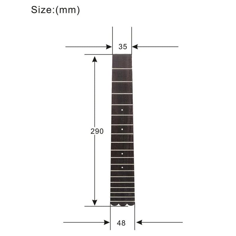 Rosewood Ukulele Fingerboard 26" 3mm White Dot Inlays 18 Frets Fretboard for Ukulele Repair & Upgrade