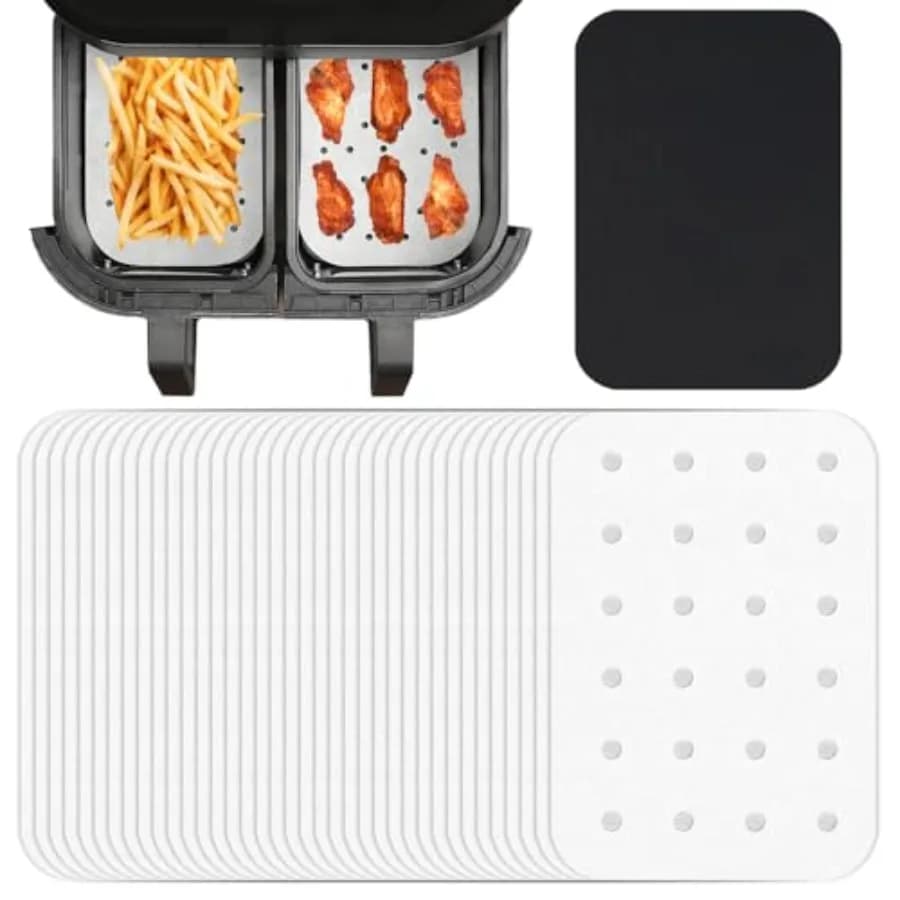 Air Fryer Parchment for Instant Vortex Plus XL 8qt ClearCook Airfryer, Paper Liner Air Fryer Accessories for 2 Basket, Dual Bas