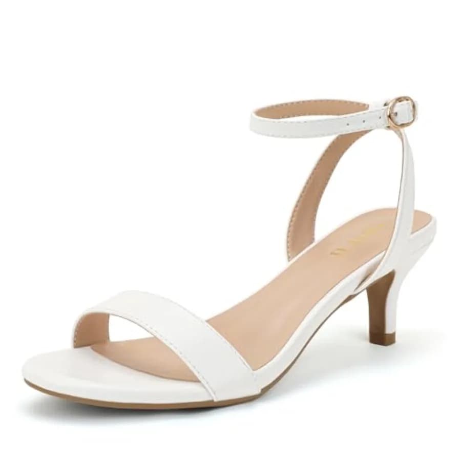 IN2 Kitten Heels for Women Low Open Toe Ankle Strap Heeled Sandals Wedding Bridal Evening Prom Party Dress Shoes Womens Heels