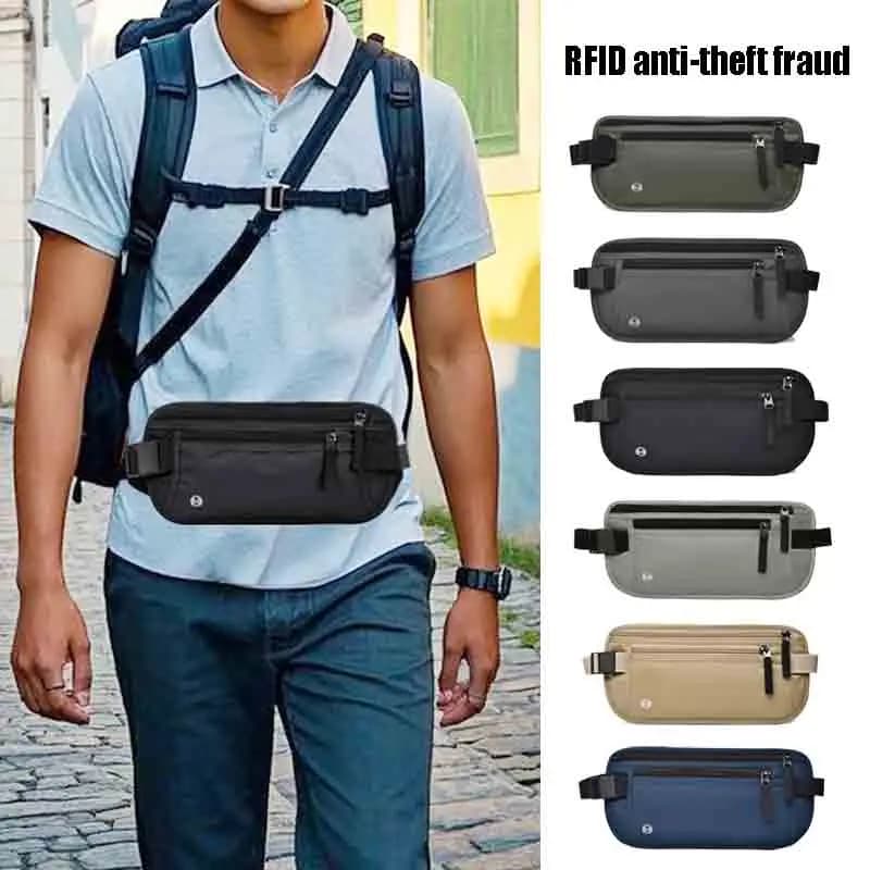Marsupio da Viaggio Porta Soldi e Documenti con Blocco RFID, Porta Passaporto Sottile, Custodia Invisibile per Contanti, Carte di Credito e Documenti di Viaggio