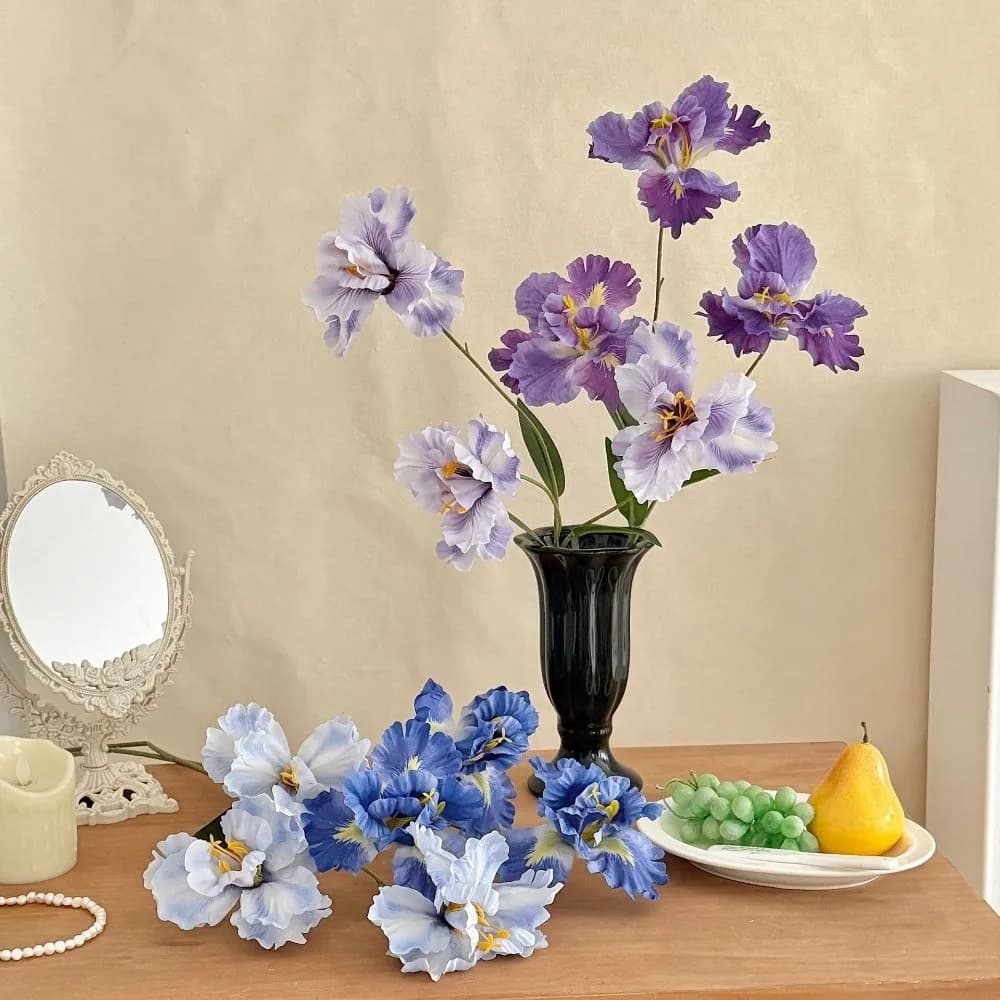 Nuovo Bouquet di Fiori Artificiali di Iris Viola, Fiori Finti Decorativi, Piante Artificiali per Composizioni Floreali