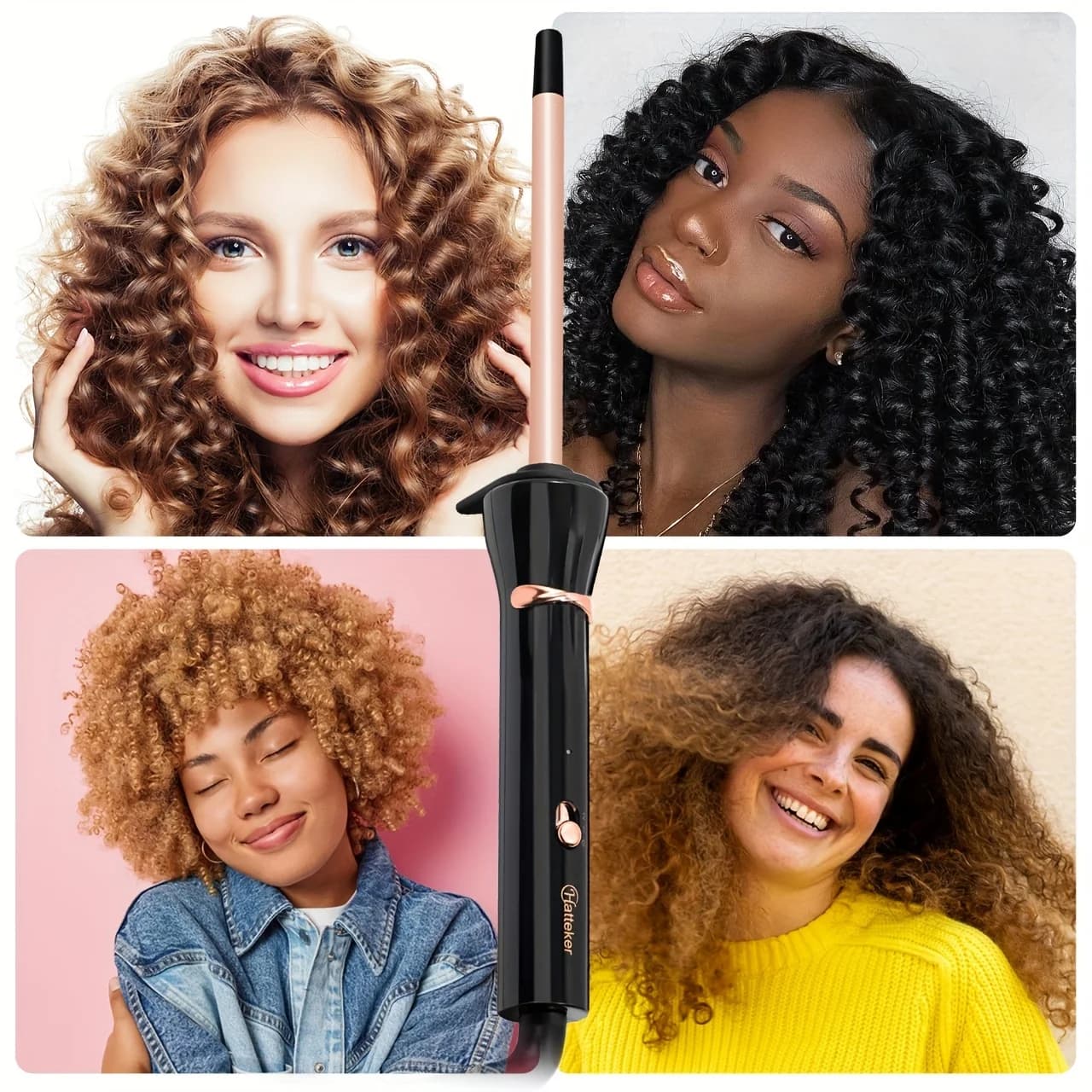 Mini 9 mm unisex curling iron, styler with 25 W air waves, suitable for fine hair and fringe, curly teddy style, compact size