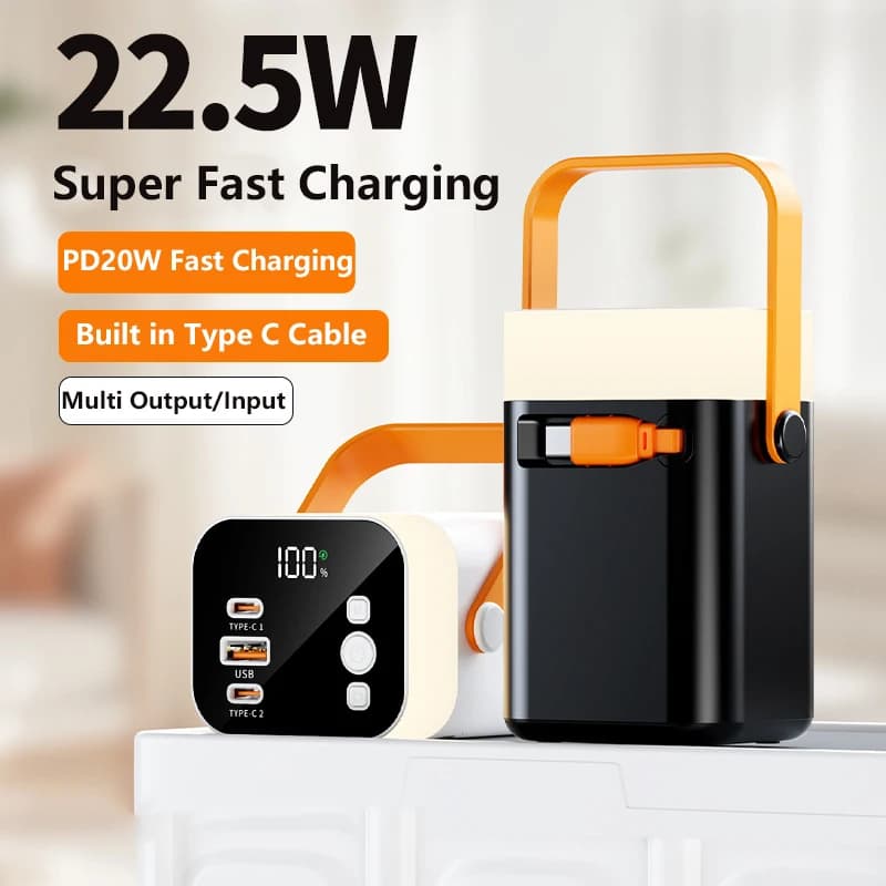 JayoWade Power Bank 50000mAh Cavo USB C PD 22,5W Caricabatterie rapido Powerbank Batteria per iPhone Xiaomi Huawei Samsung Poverbank