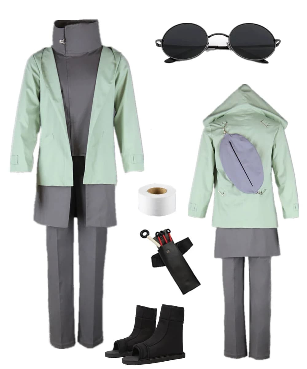 Costume da Uomo Aburame Shino Shippuden, Giacca Verde con Cappuccio, Taglia USA, Outfit per Halloween