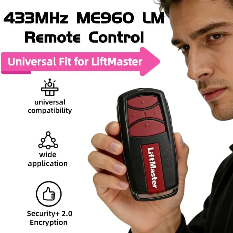 Telecomando universale LiftMaster ME960-LM a 3 pulsanti 433.92MHz per porta garage, apriporta di sicurezza+ 2.0