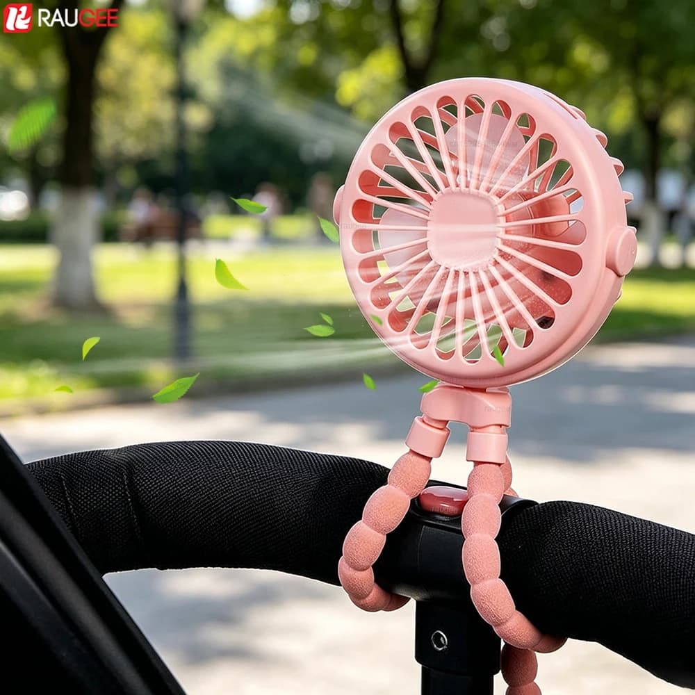 Ventilatore per passeggino, mini ventilatore portatile USB ricaricabile a 360° ° Ventilatore pieghevole e girevole per passeggino con treppiede flessibile