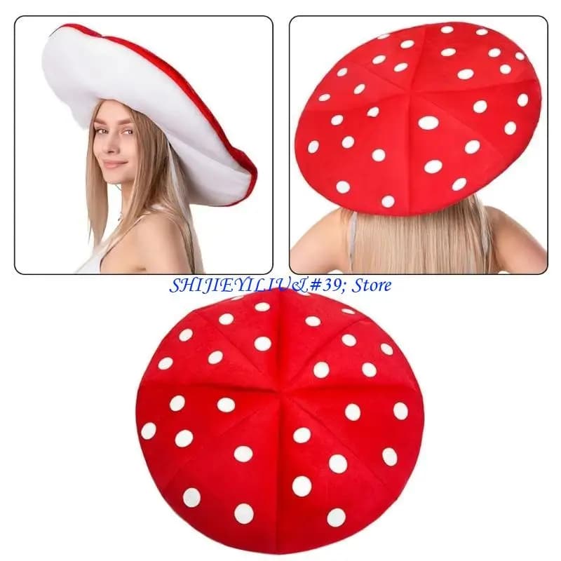 E21F Unisex Polkas Dot Mushrooms Hat Cold Weather Hat Soft Warm Cosplay Accessory