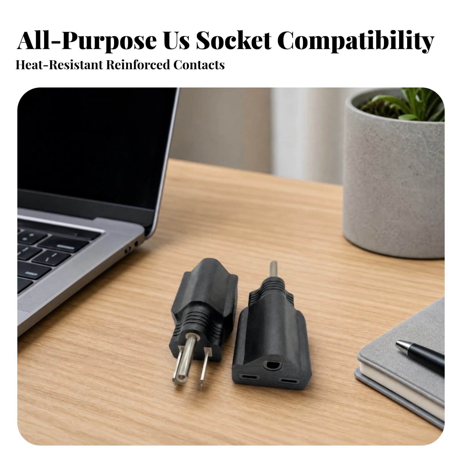 Adapter with 3 Prong Plug Earthed American Plug Adapter Sturdy Small for Travelers, Home, Office