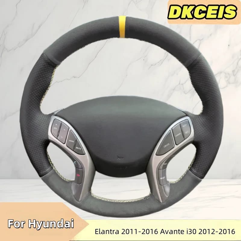 Coprivolante per auto in pelle scamosciata per Hyundai Elantra 2011-2016 Avante i30 2012-2016 Coprivolante intrecciato