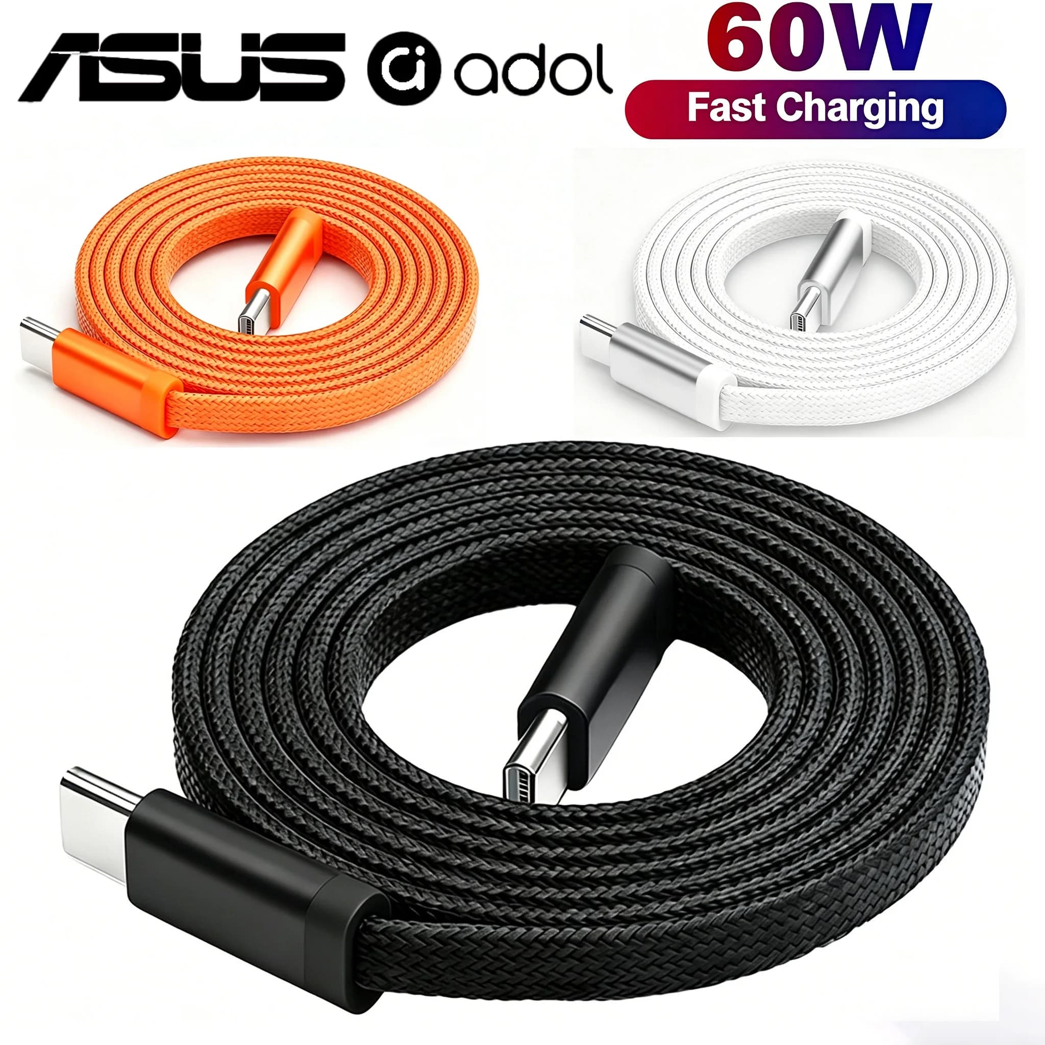 Cavo Magnetico USB-C ASUS 60W PD per iPhone 15 16 17, Cavo di Ricarica Rapida per MacBook Laptop, Cavo Tipo C per Samsung Xiaomi