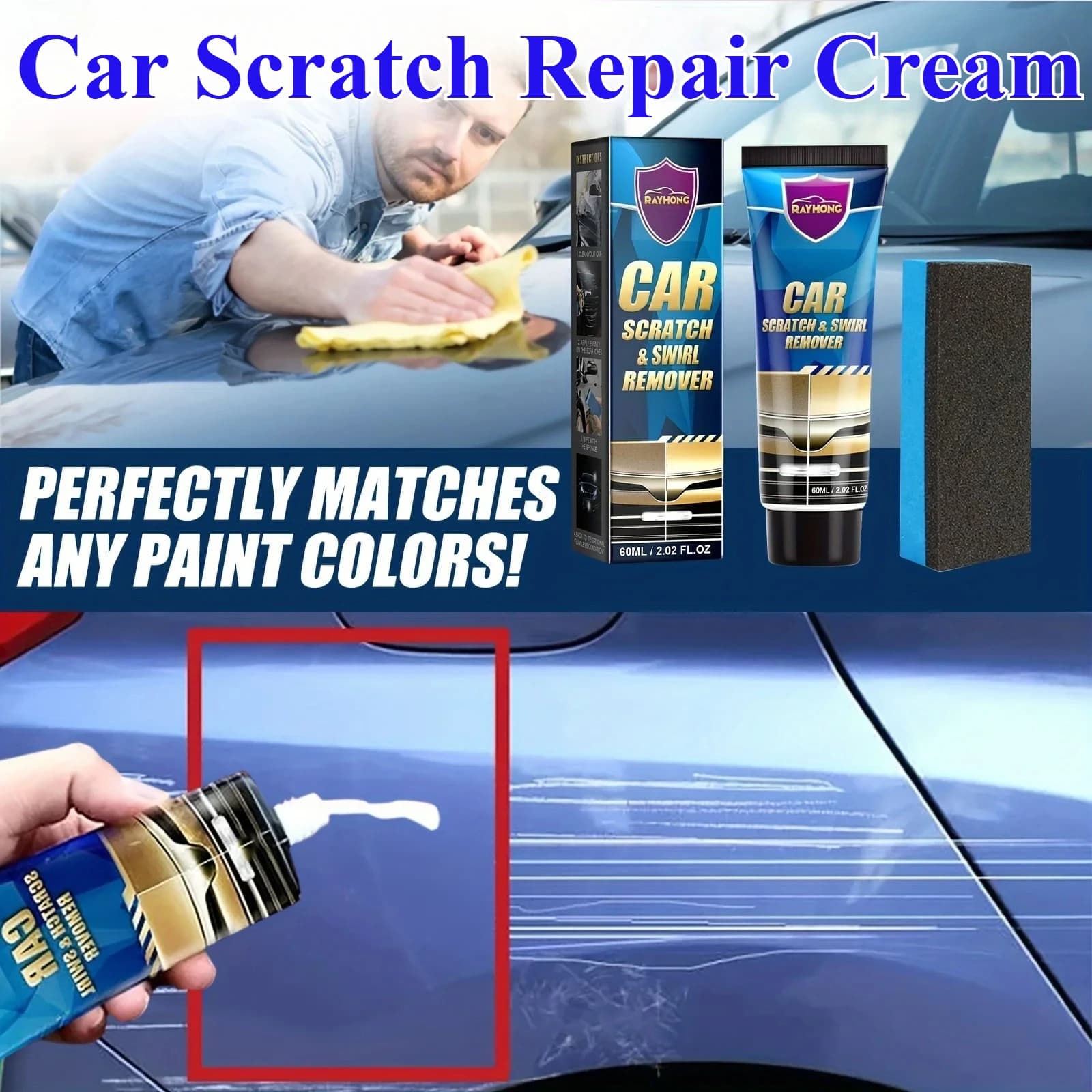 60ml Universale Auto Crema di Riparazione Graffi Strumento di Pulizia Auto Swirl Remover Graffi Riparazione Lucidatura Cera Prodotti Auto Accessori