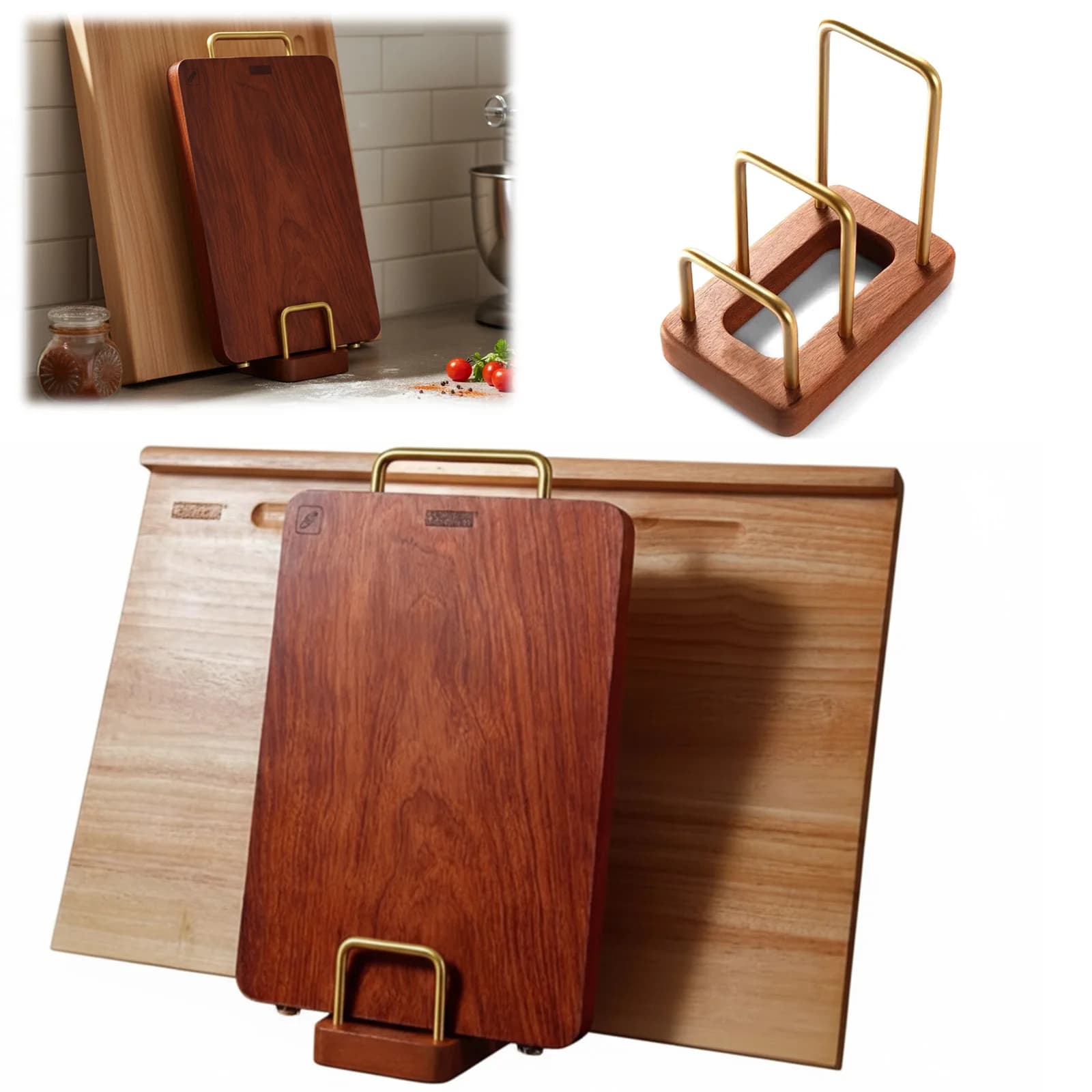 Porta Taglieri Multistrato in Legno Massello, Resistente all'Usura, con Drenaggio, per Cucina e Piano di Lavoro