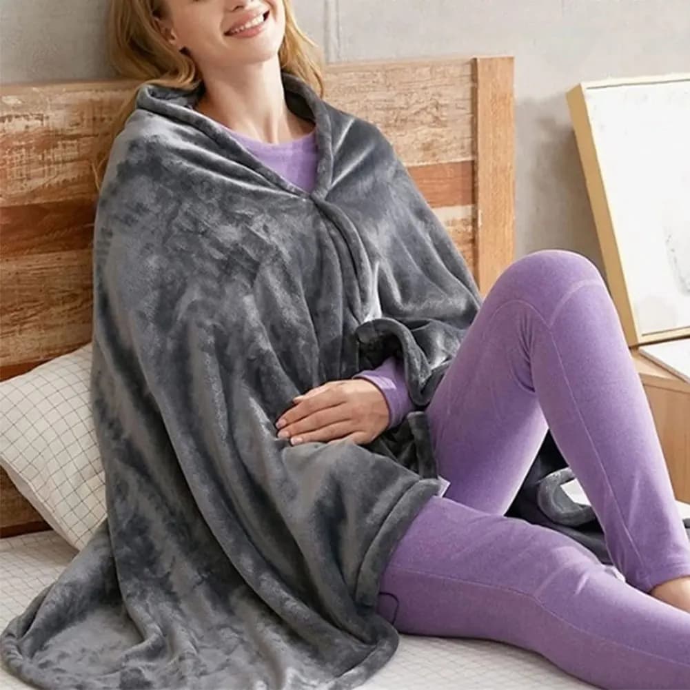 Coperta riscaldata elettrica USB 3 livelli di riscaldamento Coperta riscaldata in pile Coperta portatile in velluto corallo per uso domestico e in ufficio