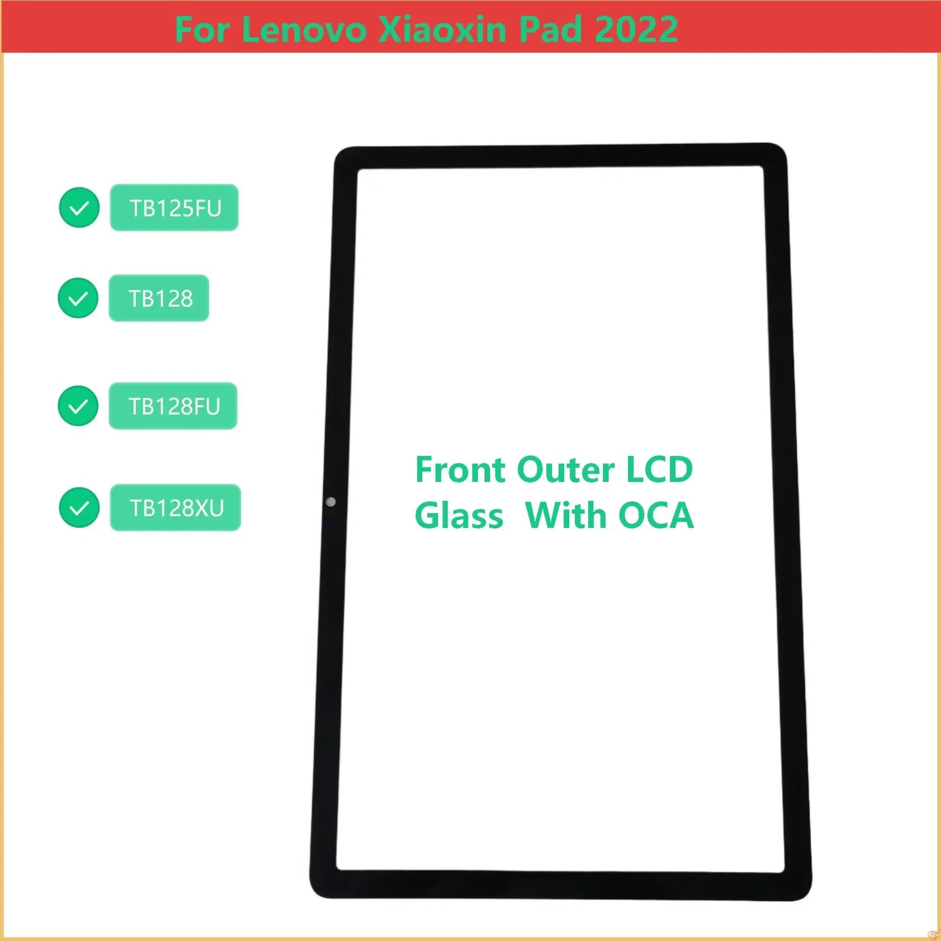 Pannello Touch Screen per Lenovo Xiaoxin Pad 2022 TB128 TB125FU TB128FU TB128XU, Vetro LCD Esterno Frontale con OCA